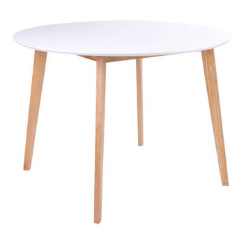 Voos ronde eetkamertafel wit natuur Ø105 cm.