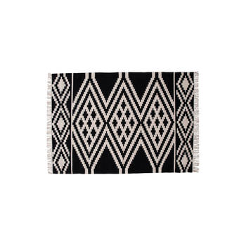 Indari vloerkleed 240x170 cm wol zwart, wit.