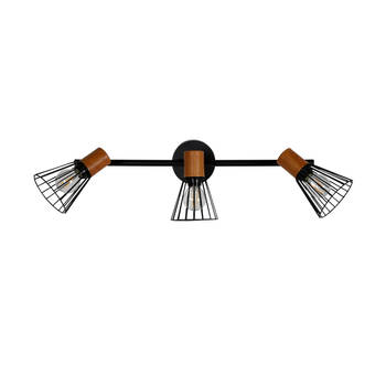 Atticus verlichting wandlamp 48,5x16,5x15cm staal zwart, hout.
