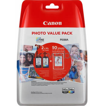 Canon PG-545XL / CL-546XL multipack met fotopapier zwart en kleur cartridge
