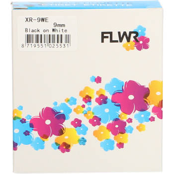 FLWR Casio XR-9WE zwart op wit breedte 9 mm labels