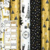 GOLDEN WINTERTIME - kerstpapier assortiment cadeaupapier inpakpapier - 2 meter x 70 cm - 5 rollen - inclusief labels