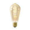 Calex Spiraal Filament LED Lamp - E27 - ST64 - Goud - 3.8W - Dimbaar