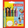 STABILO woody 3in1 duo kleurpotlood, etui van 5 stuks, assorti