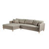 Marino Deluxe bank met chaise longue rechts of links gedraaid met kussens stof zandkleurig.