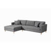 Marino Deluxe bank met chaise longue rechts of links gedraaid met kussens stof grijs.