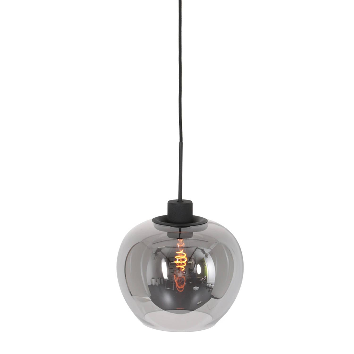 Steinhauer Lotus hanglamp – E27 (grote fitting) – smokeglas en zwart