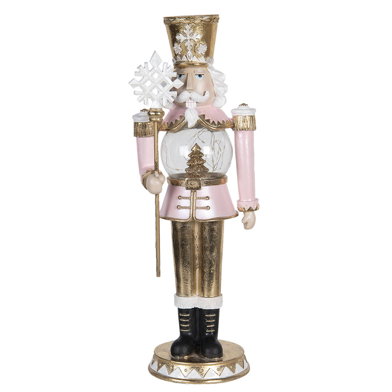 HAES DECO - Kerst Notenkraker - Kleur Roze - Formaat 16x16x50 cm - Materiaal Polyresin - Notenkraker Figuur - Notenkraker Soldaat - Kerstfiguur - Kerstdecoratie