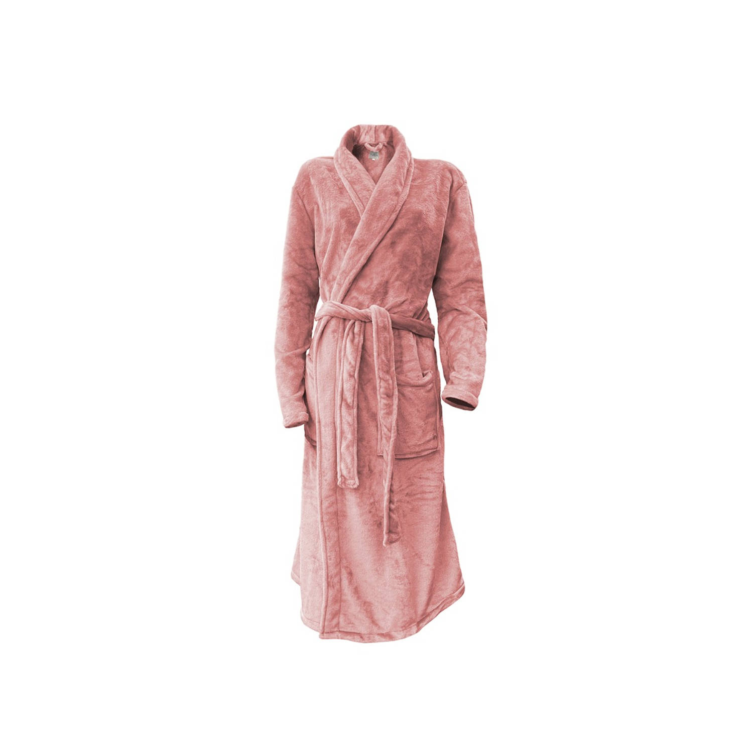 LINNICK Flanel Fleece Badjas Uni roze M