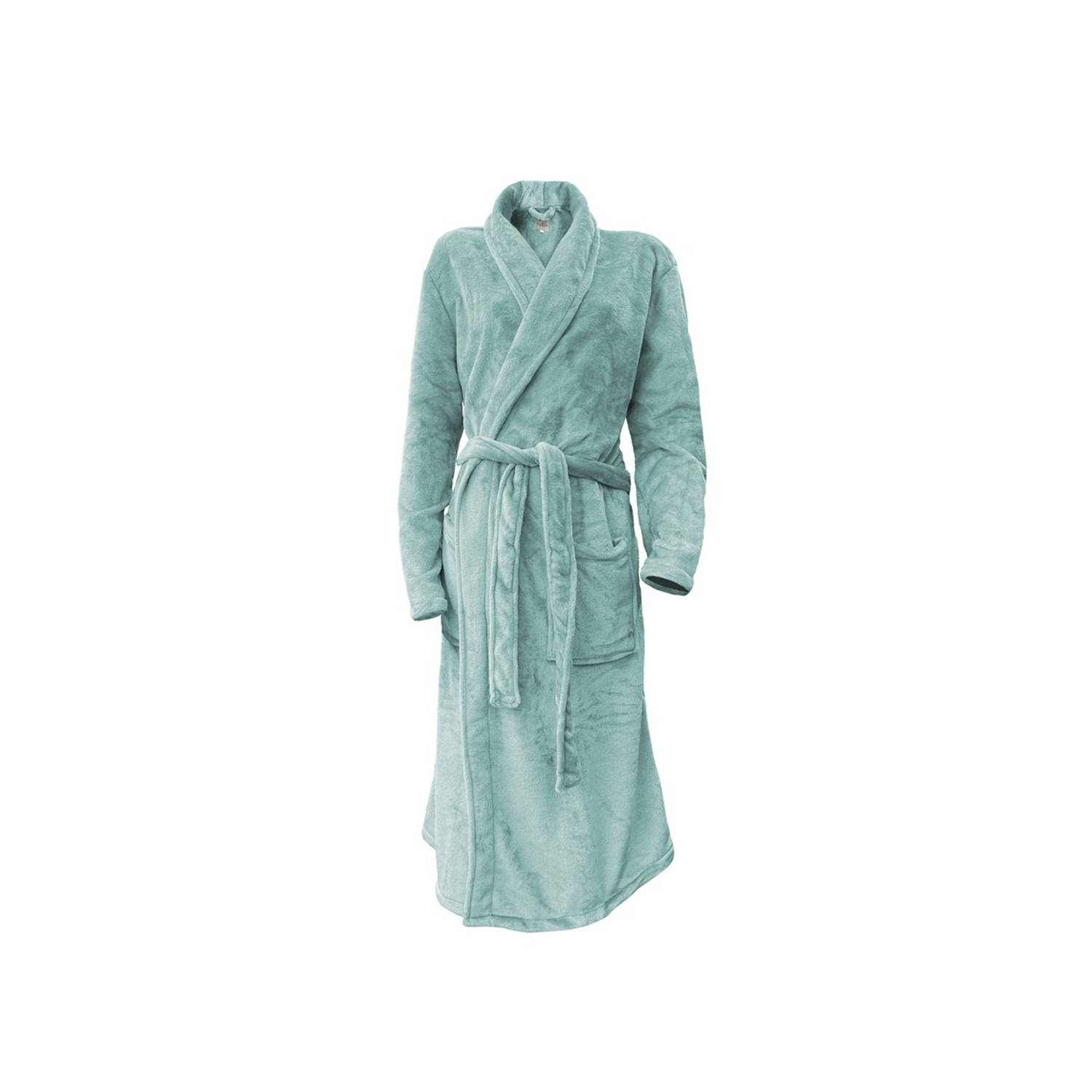 LINNICK Flanel Fleece Badjas Uni mint groen XL