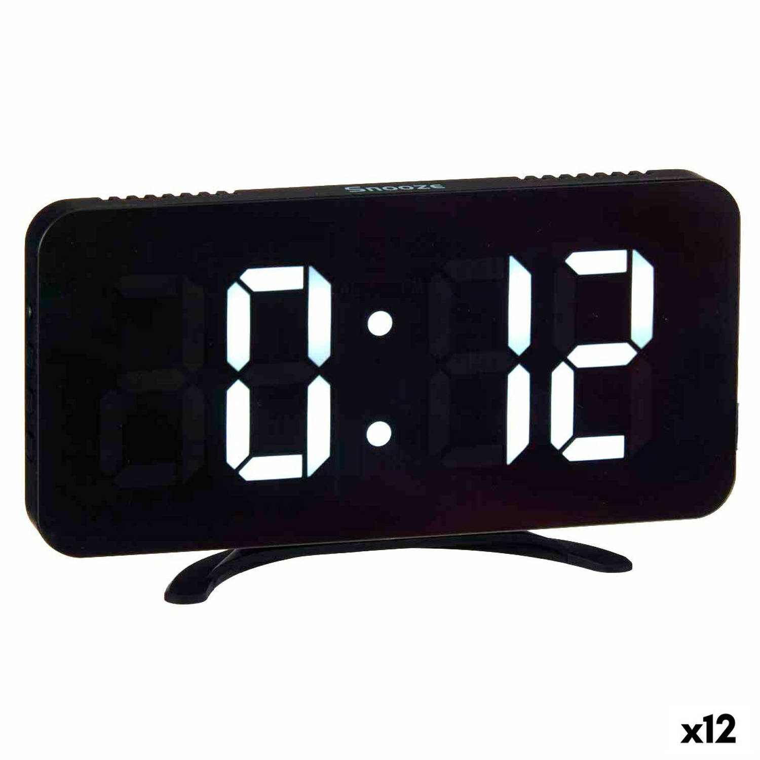 Digitale Tafelklok Zwart ABS 15,7 x 7,7 x 1,5 cm (12 Stuks)