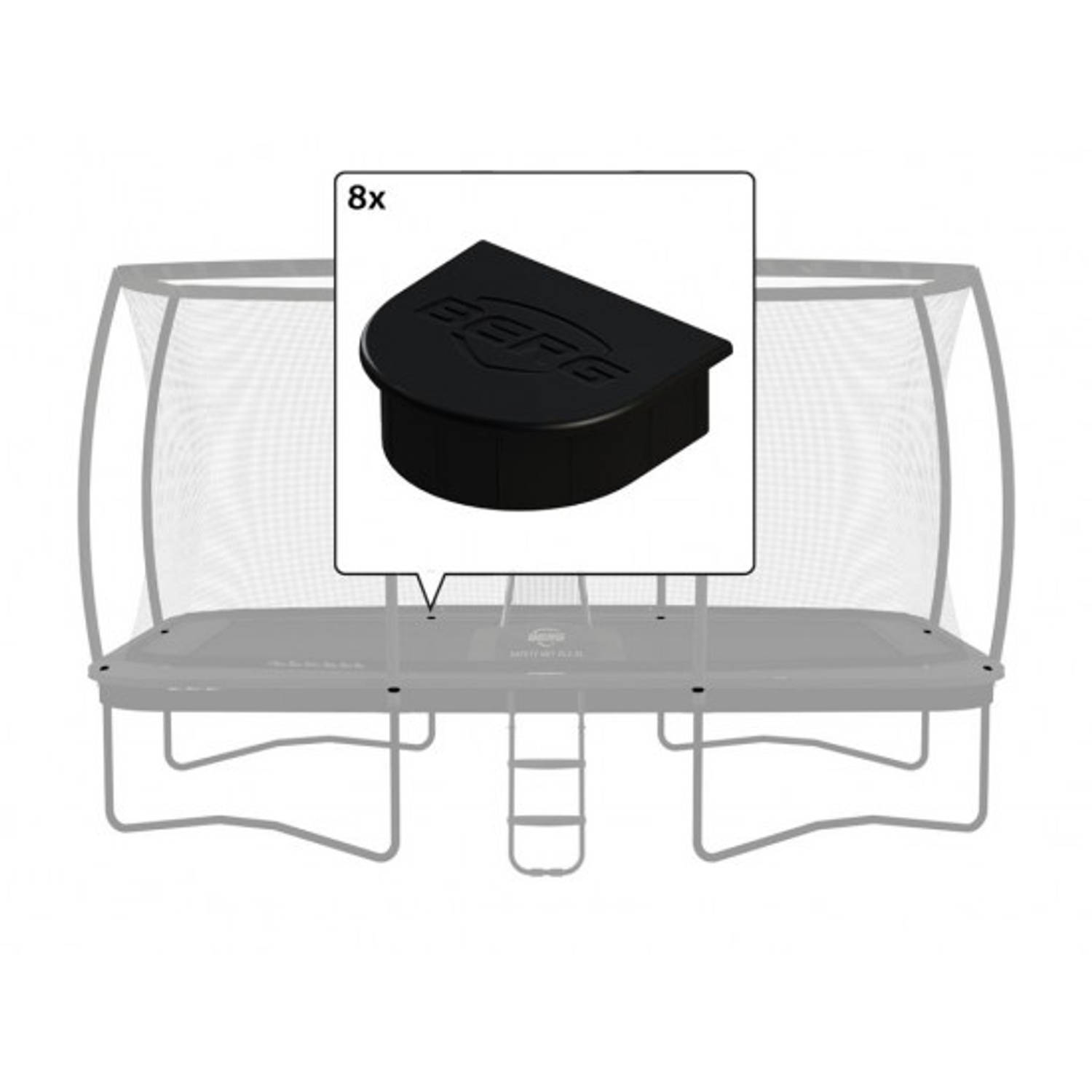 BERG Trampoline Veiligheidsnet - Safety Net Deluxe - XL - Afdekkappen voor Ultim 500 - 8 Stuks