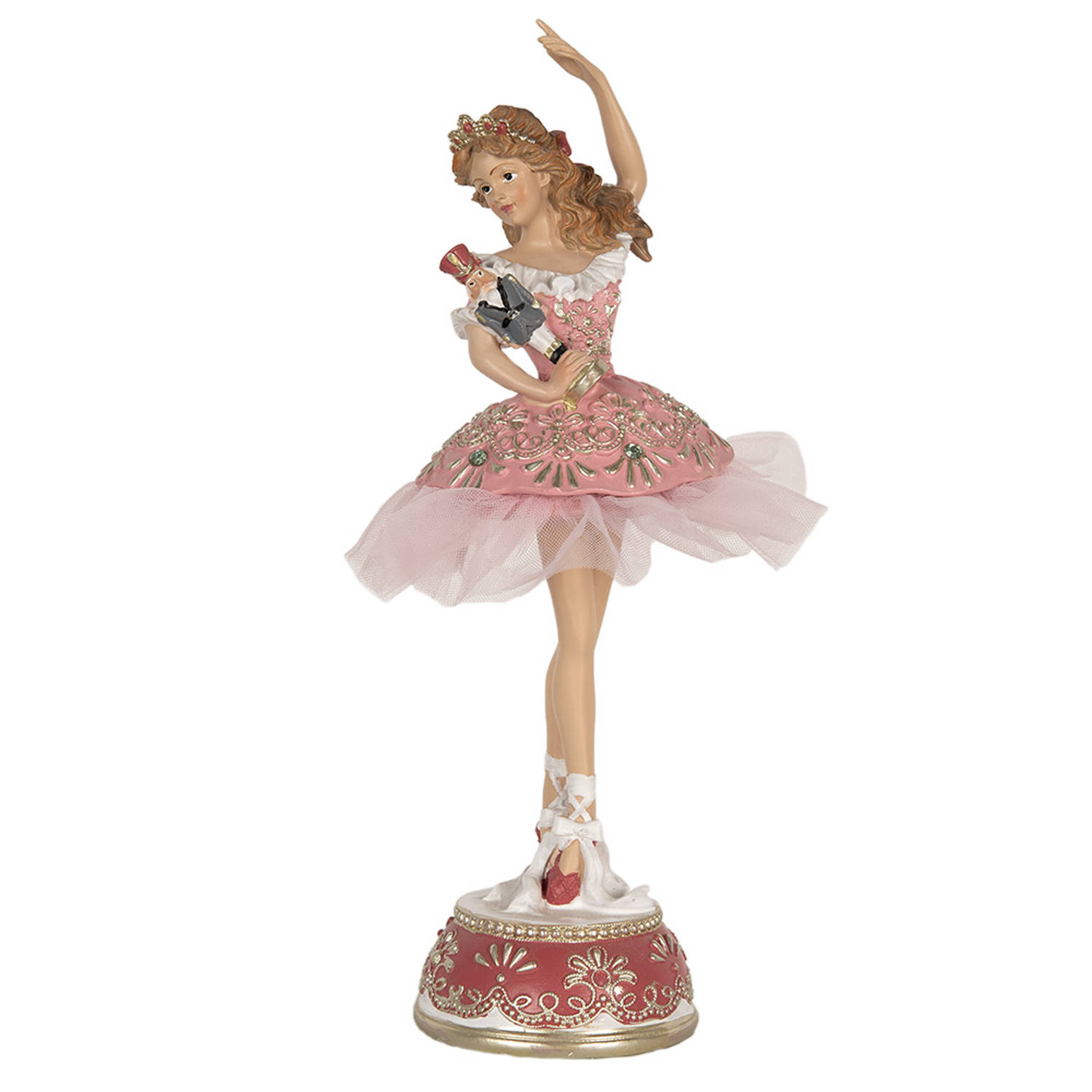 Clayre & Eef Decoratie Beeld Ballerina 29 cm Roze Polyresin Roze