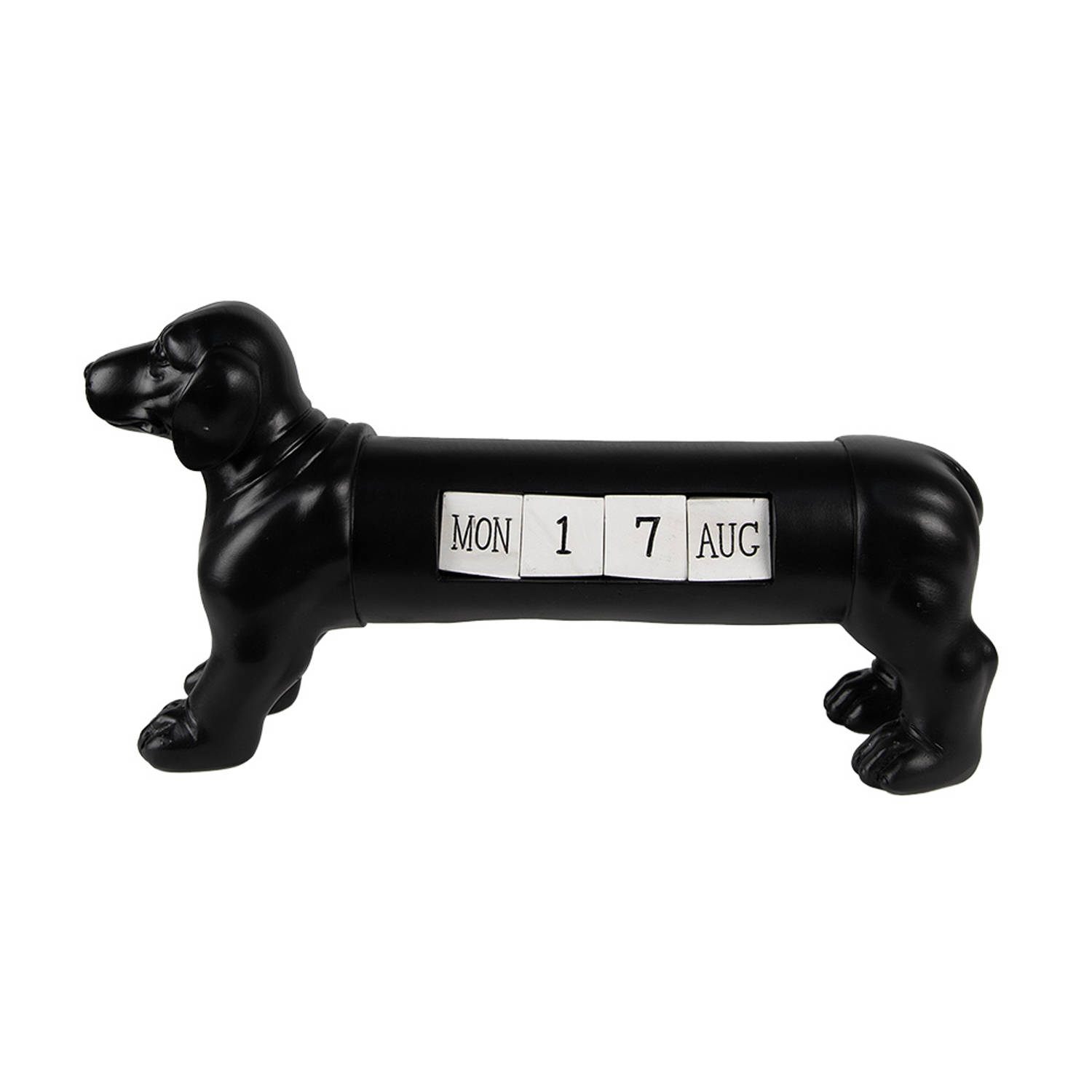 Clayre & Eef Kalender Hond 31x8x15 cm Zwart Kunststof Aftelkalender