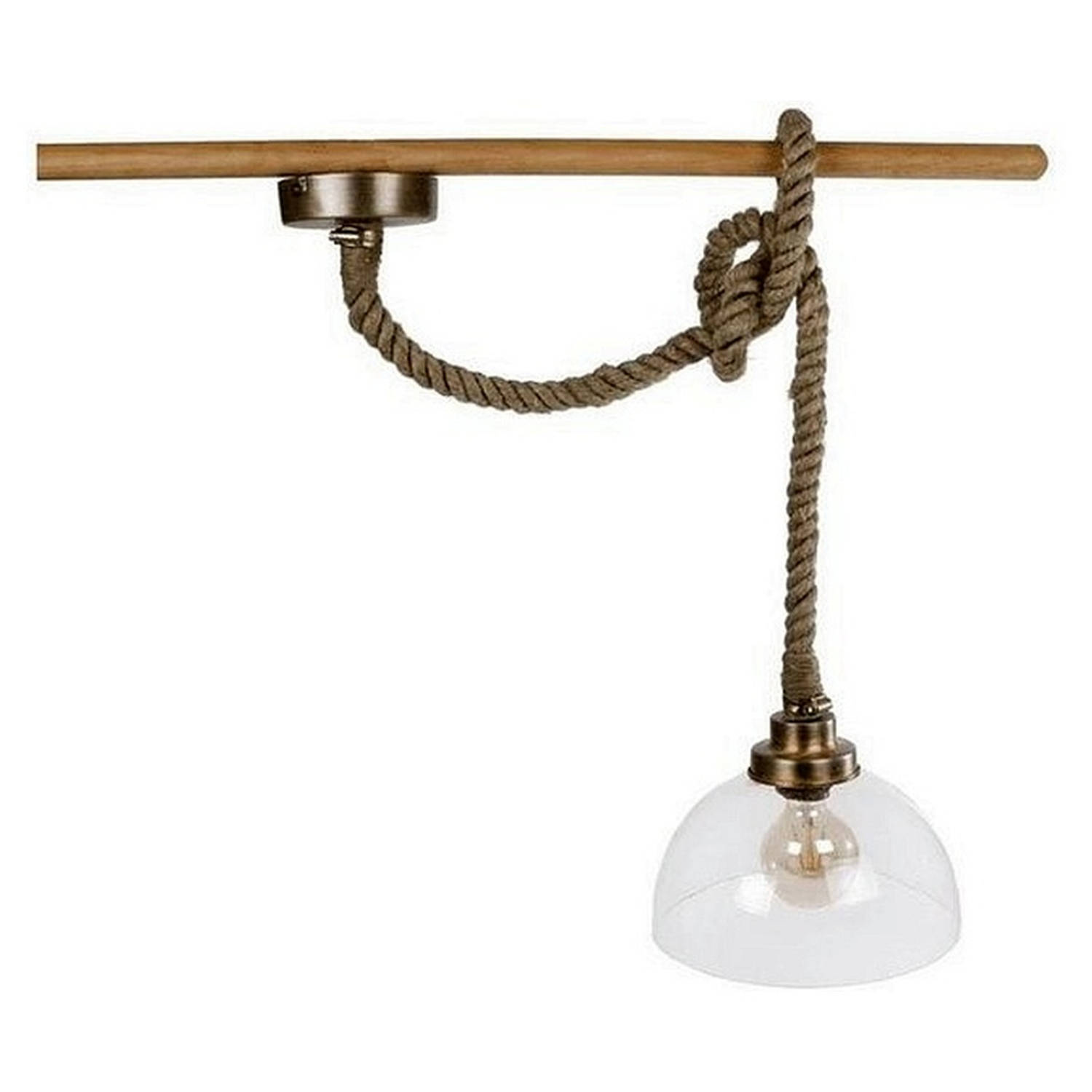 Van Manen hanglamp rond met touw 27x27x22 cm glas-metaal