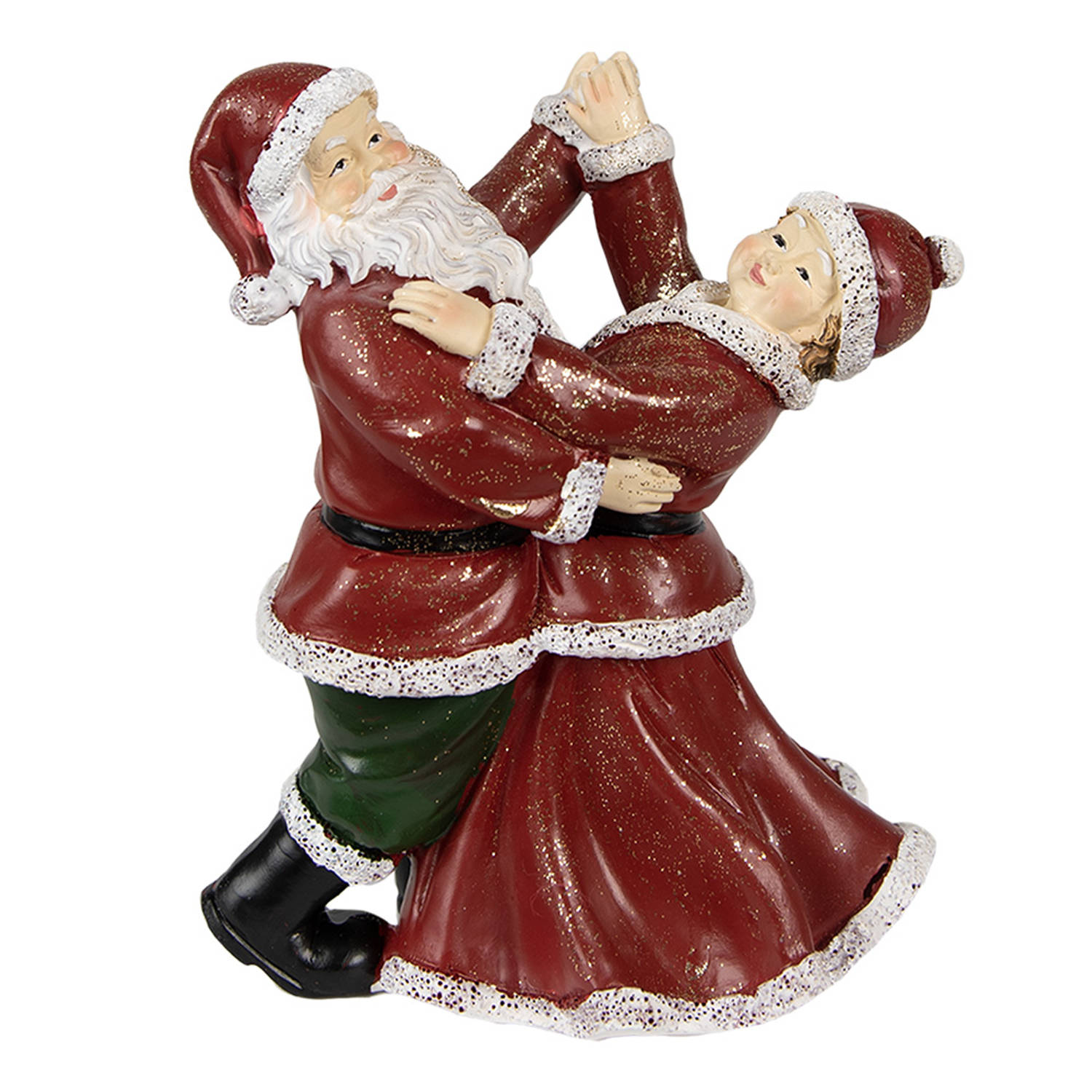 HAES DECO - Kerstman deco Figuur - Formaat 12x8x15 cm - Kleur Rood - Materiaal Polyresin - Kerst Figuur, Kerstdecoratie