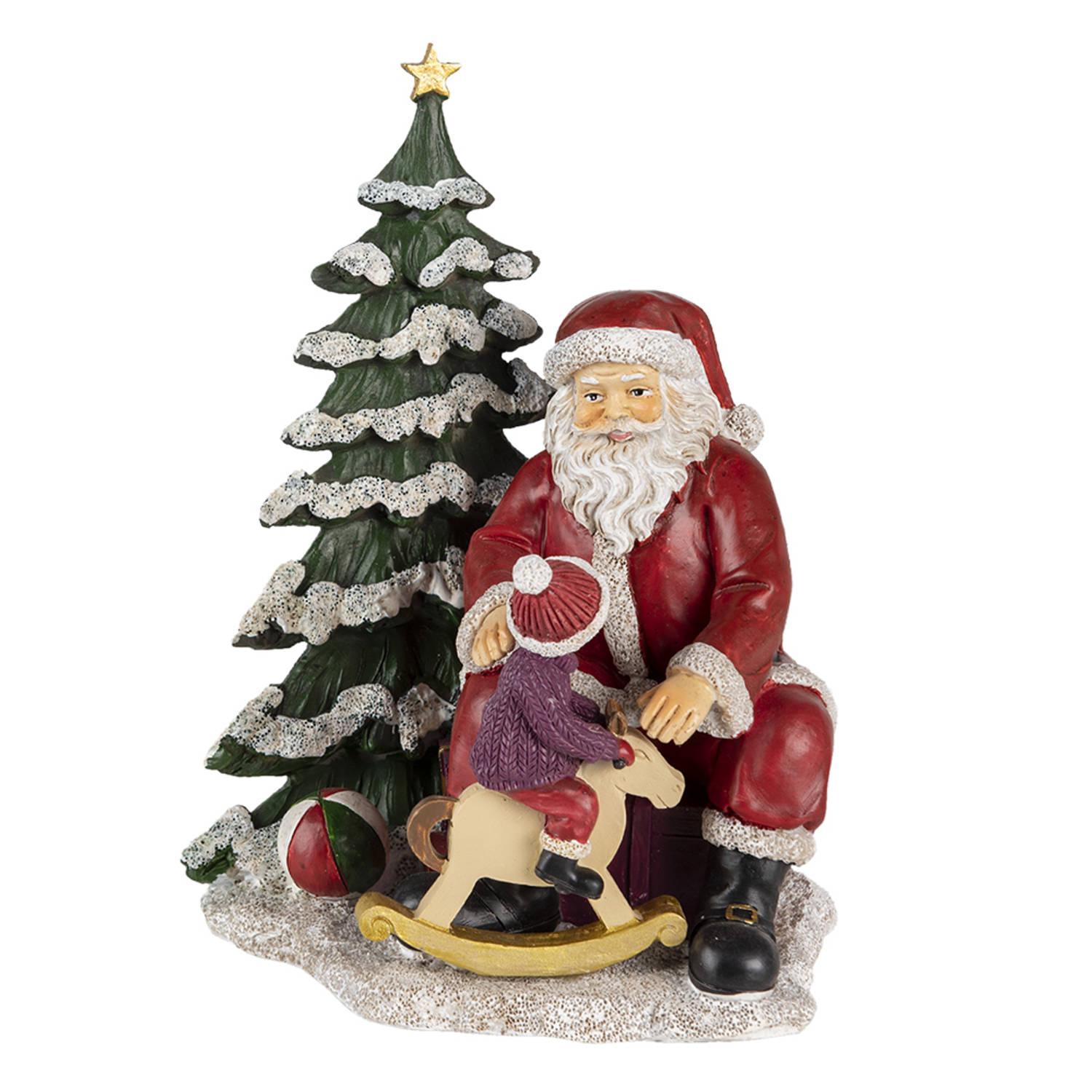 HAES DECO - Kerstman deco Figuur - Formaat 16x13x22 cm - Kleur Rood - Materiaal Polyresin - Kerst Figuur, Kerstdecoratie