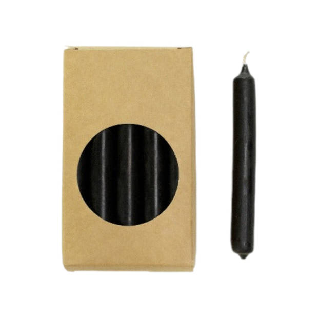 Rustik Lys Kleine, dunne potloodkaarsjes 'Finn' set van 20, 1.2 x 10cm Zwart
