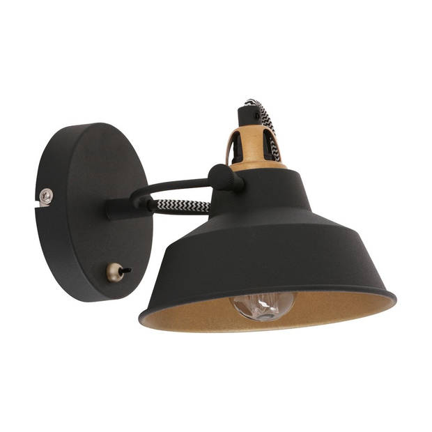 Mexlite Nové wandlamp zwart metaal kapdiameter: 15 cm