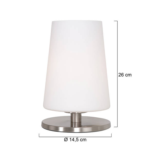 Steinhauer Ancilla tafellamp wit glas 24 cm hoog