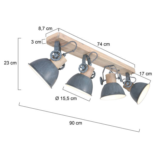 Mexlite Gearwood Opbouwspot Grijs