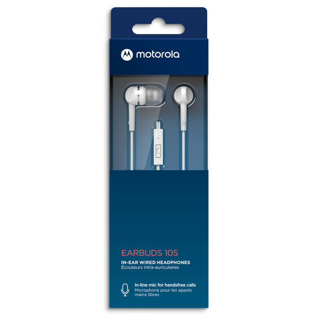 Motorola Sound Oordopjes met Draad 105 - In-Ear Oordopjes - In-Line Microfoon - Wit