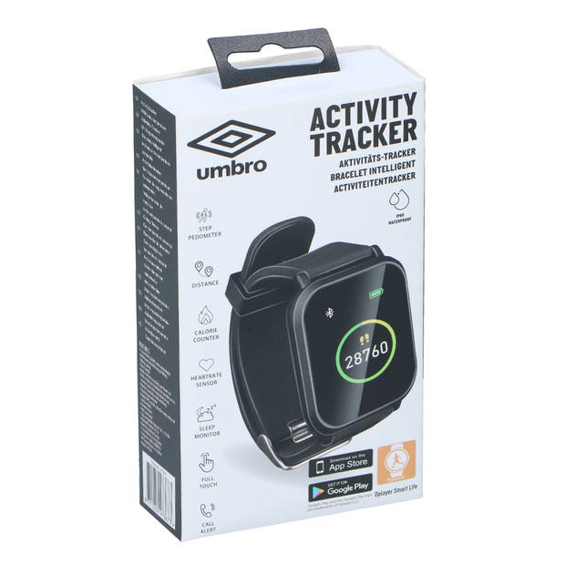 Umbro Smartwatch - Activity Tracker Bluetooth – Sporthorloge met Stappenteller en Thermometer - Zwart