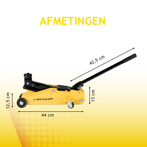 Dunlop Auto Krik - Autokrik 2 Ton Hefvermogen - Autokrik Hydraulisch - Garage Krik met Hefbereik 135-305 mm