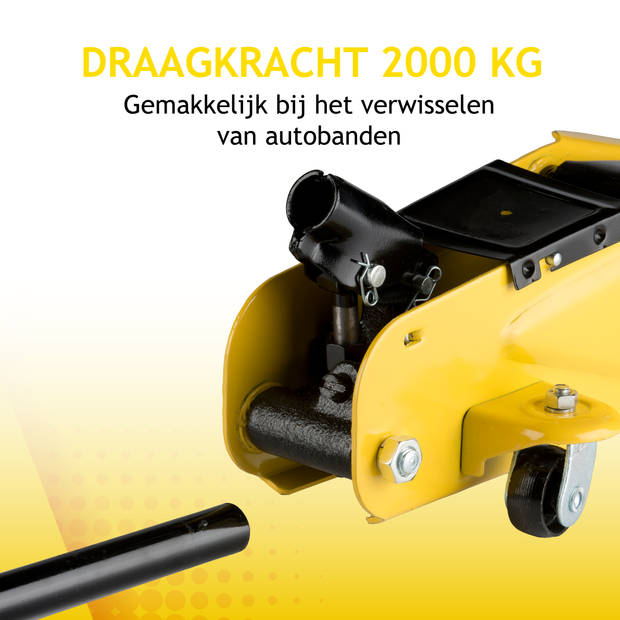 Dunlop Auto Krik - Autokrik 2 Ton Hefvermogen - Autokrik Hydraulisch - Garage Krik met Hefbereik 135-305 mm