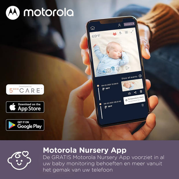 Motorola Babyfoon met Camera VM65X Connect - Baby Monitor met Flexibele Wieg Houder - Baby Camera