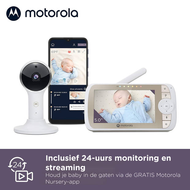 Motorola Babyfoon met Camera VM65X Connect - Baby Monitor met Flexibele Wieg Houder - Baby Camera