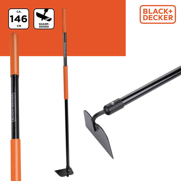 BLACK+DECKER Schoffel met Steel - 146 x 16 x 14,5 CM - Onkruid Wieden en Grond Cultiveren - Zwart/Oranje