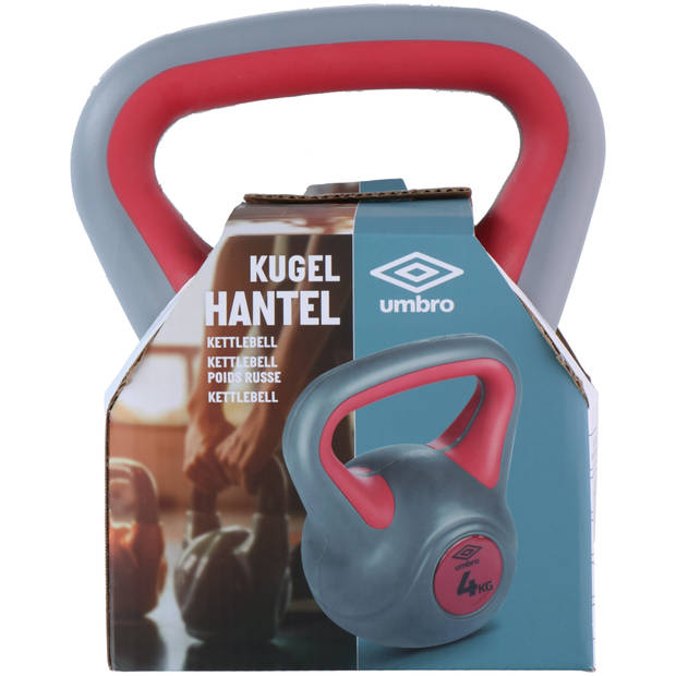 Umbro Kettlebell 4kg - Gewichten - Krachttraining - Grijs/ Rood