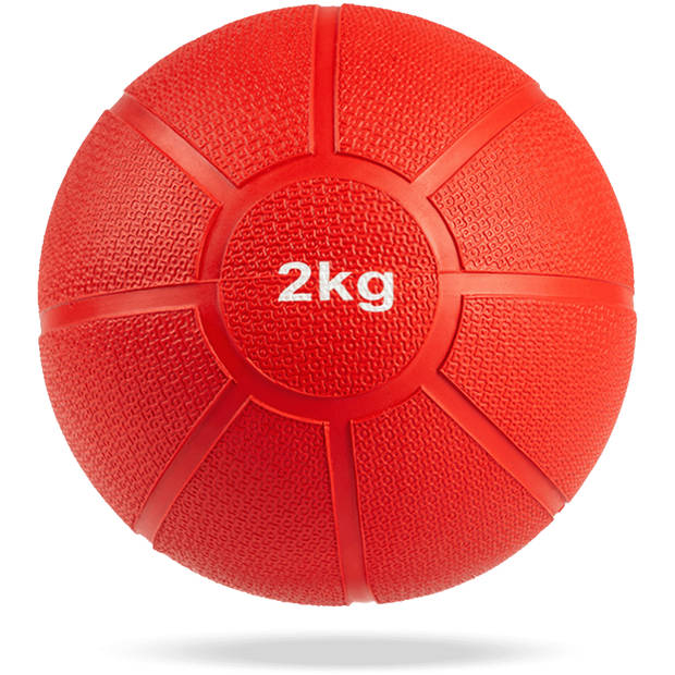 Matchu Sports Medicine ball 2kg - Rood - Ø 19cm - Massief rubber