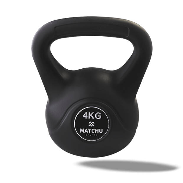 Matchu Sports Kettlebell 4kg - Zwart - 15cm - 22cm - Kunststof