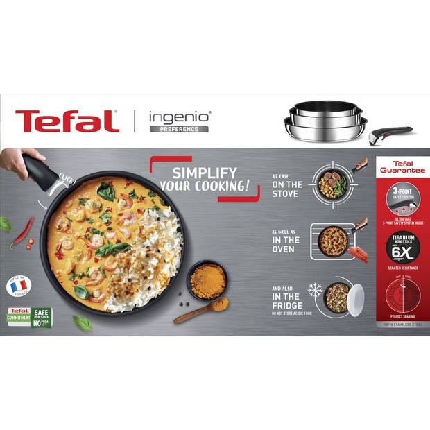 Tefal Ingenio L8982904 steelpan - 18 cm - roestvrijstaal - zonder handgreep