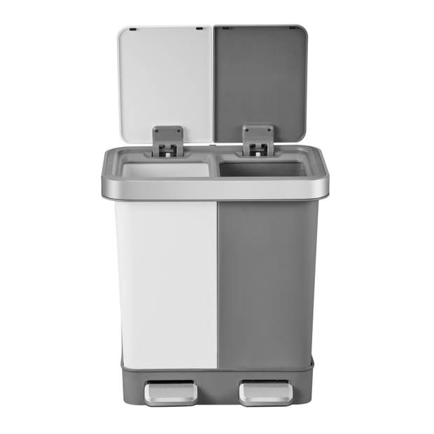 EKO - Hana Duo Recycling pedaalemmer 10+10 liter, EKO - Stainless steel Plastic - wit, grijs