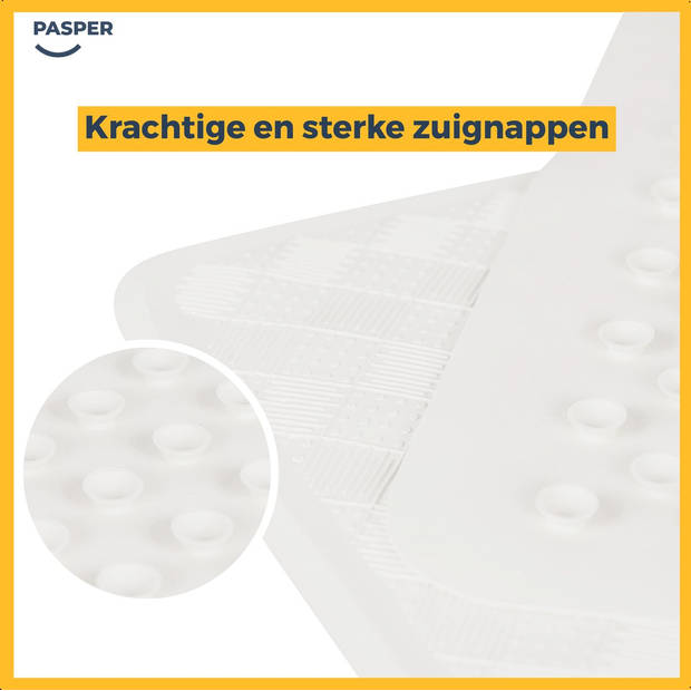 Badmat wit antislip mat 40 x 70 cm - Pasper - douchemat - voor bad en douche