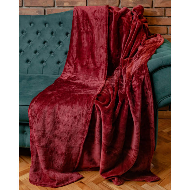 Zydante Home® - Coral Fleece Deken - Bordeaux - 220x240 cm