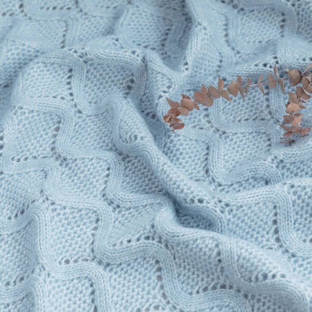 Amelie Home - Diamond Pointelle Gebreide Deken - Lichtblauw - 130x150 cm