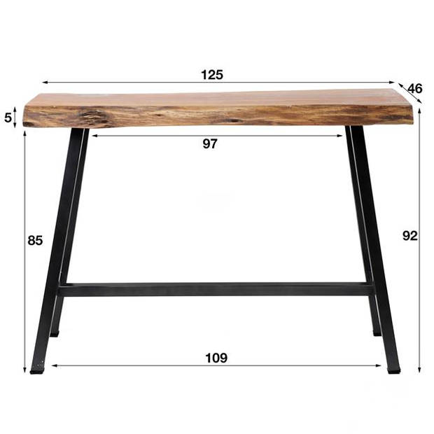 Hoyz - Bartafel Live Edge - 125cm Breed - 4 Personen - Hout - Bruin