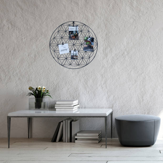 HAES DECO - Industrieel metalen rond wandrek Heidal zwart 50 cm - LA772HS