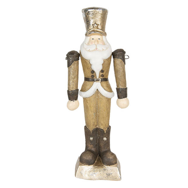 HAES DECO - Kerst Notenkraker Kleur Goudkleurig, 23x14x69 cm, Kerstfiguur - Kerstdecoratie