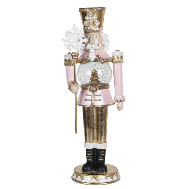 HAES DECO - Kerst Notenkraker Kleur Roze, 16x16x50 cm, Kerstfiguur - Kerstdecoratie