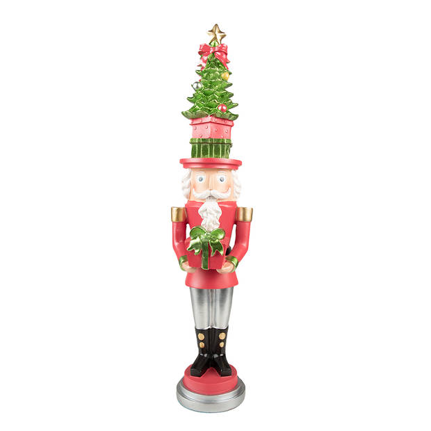 Clayre & Eef Beeld Notenkraker 51 cm Rood Groen Polyresin Kerstdecoratie Rood Kerstdecoratie