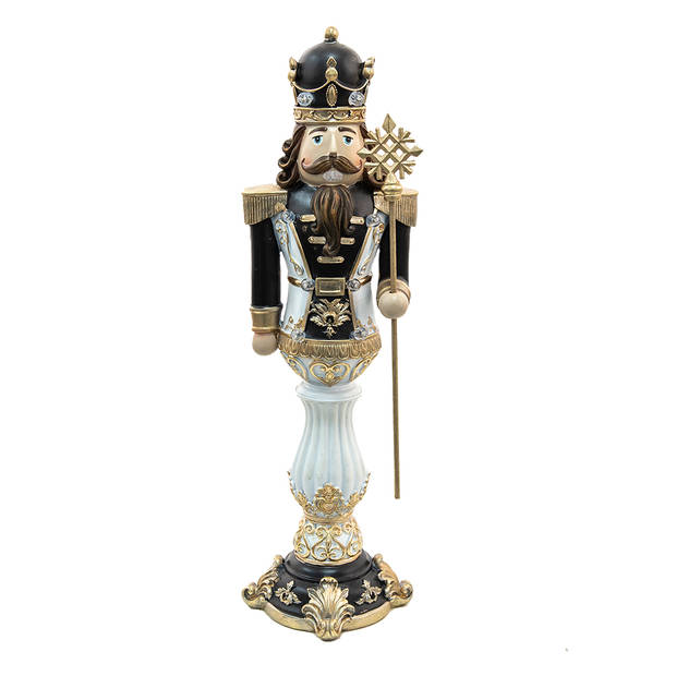 HAES DECO - Kerst Notenkraker Kleur Zwart, 21x20x67 cm, Kerstfiguur - Kerstdecoratie