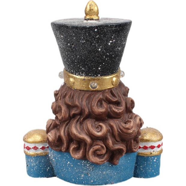 HAES DECO - Kerst Notenkraker Kleur Blauw, 36x28x44 cm, Kerstfiguur - Kerstdecoratie