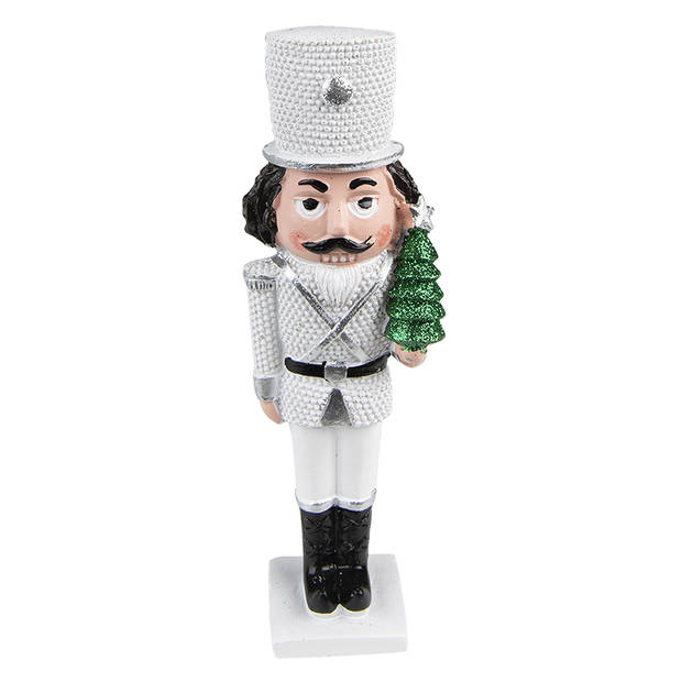 HAES DECO - Kerst Notenkraker Kleur Wit, 5x3x16 cm, Kerstfiguur - Kerstdecoratie