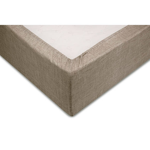 Zo Home Lino Hoeslaken Katoen Linnen Look 35cm Hoek - palm taupe 90x210/220cm