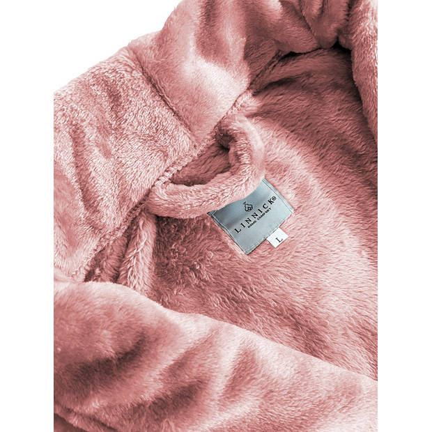 LINNICK Flanel Fleece Badjas Uni - roze - XL